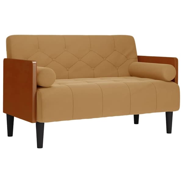 Loveseat soffa med dynor brun 110 cm sammet