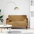 Miniatyrbild 1 av 2: Loveseat soffa med dynor brun 110 cm sammet