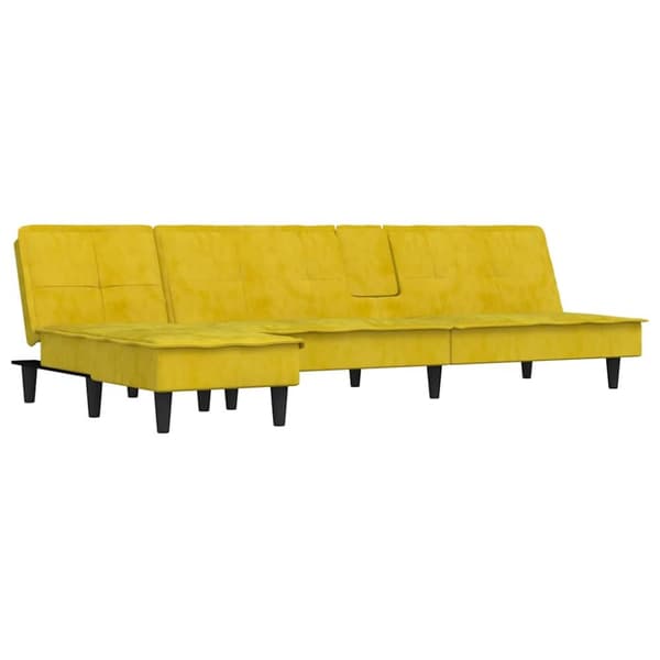 L-formad bäddsoffa gul 255x140x70 cm sammet