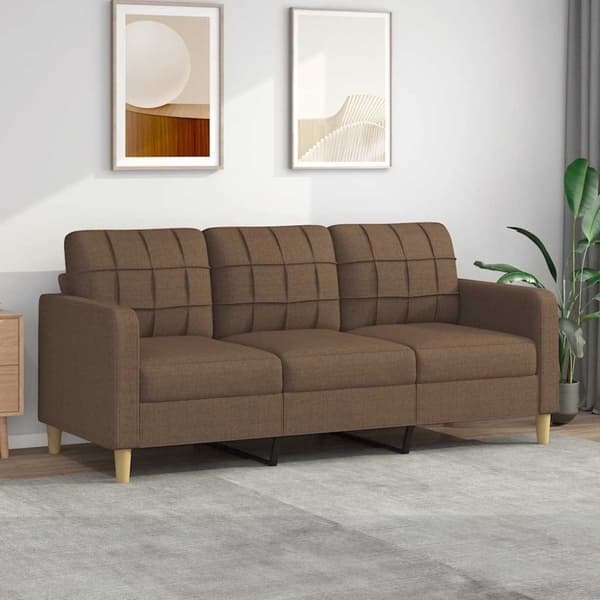 3-sitssoffa brun 180 cm tyg