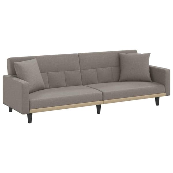 Bäddsoffa med kuddar taupe tyg