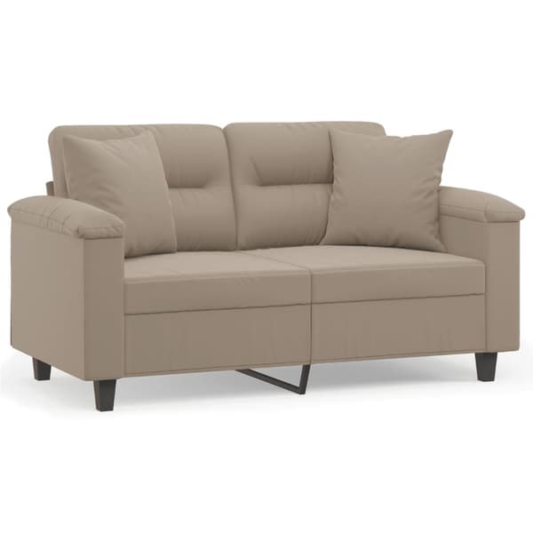 2-sitssoffa med prydnadskuddar taupe 120 cm mikrofibertyg