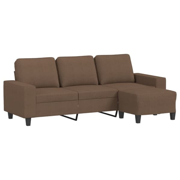 3-sitssoffa med fotpall Brun 180 cm tyg
