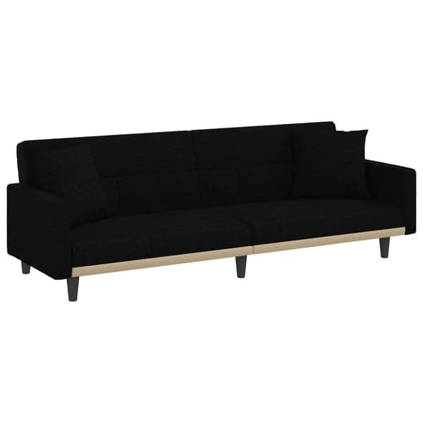 Bäddsoffa med kuddar svart tyg
