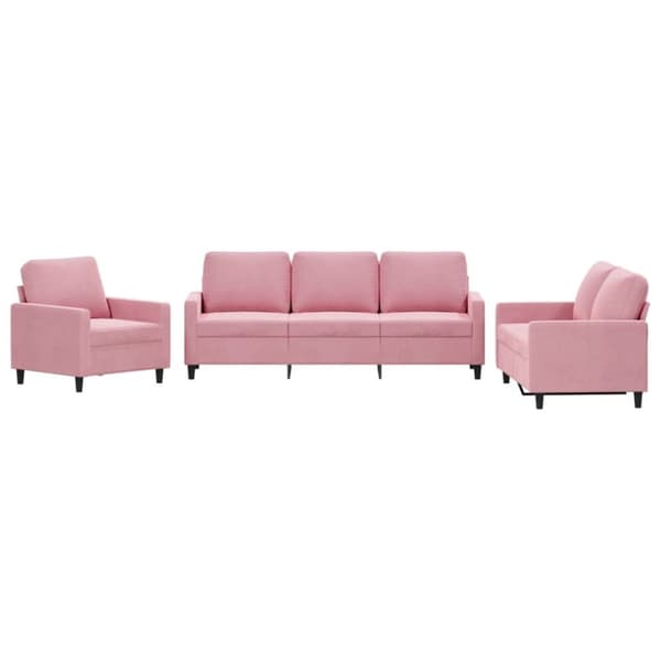 Soffgrupp med dynor 3 delar rosa sammet
