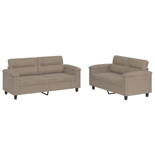 Soffgrupp med kuddar 2 delar taupe mikrofibertyg