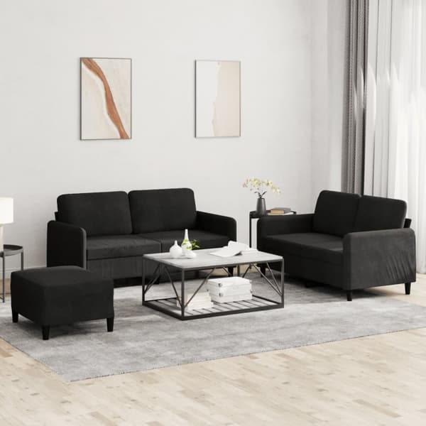 Soffgrupp 3 delar svart sammet