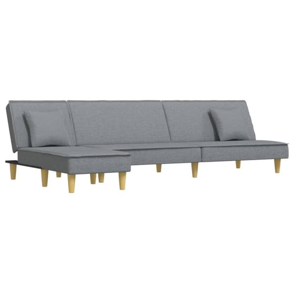 L-formad bäddsoffa ljusgrå 255x140x70 cm tyg
