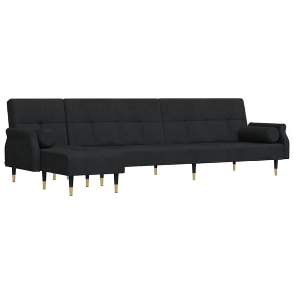 L-formad soffa svart 271x140x70 cm sammet
