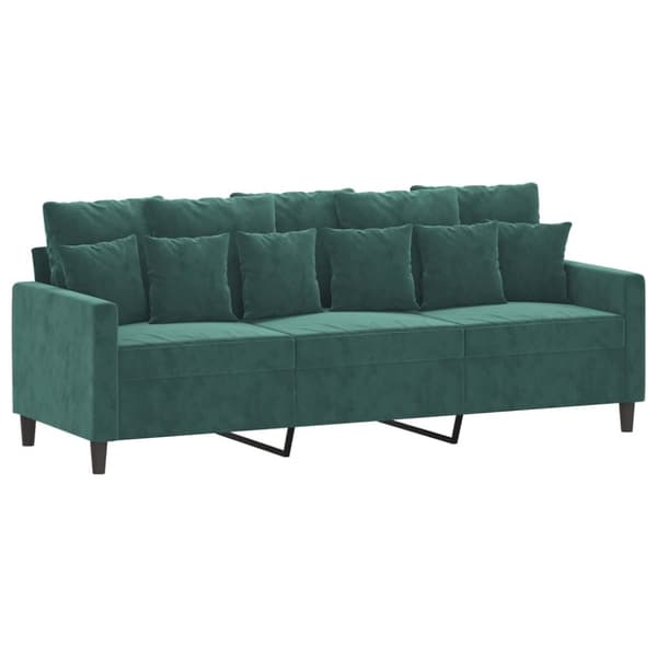 3-sitssoffa mörkgrön 180 cm sammet