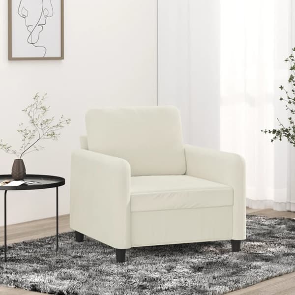 Fåtölj Gräddvit 60 cm sammet