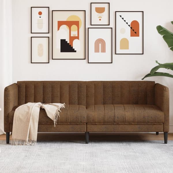 Soffa 3-sits brun konstmocka