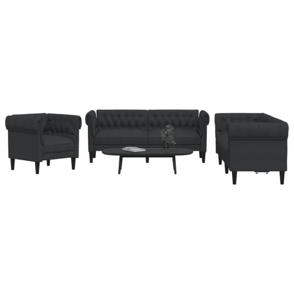Soffgrupp 3 delar svart tyg