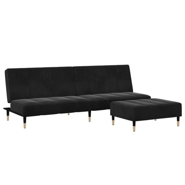 Bäddsoffa 2-sits med fotpall svart sammet