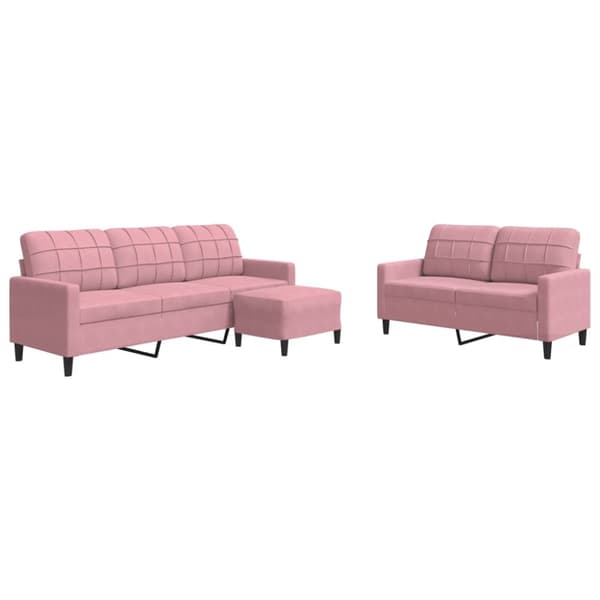 Soffgrupp med dynor 3 delar rosa sammet