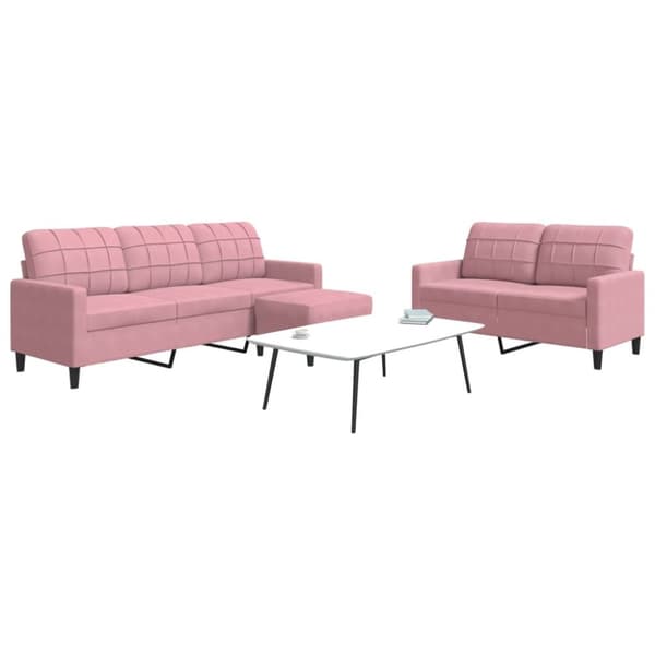 Soffgrupp med dynor 3 delar rosa sammet