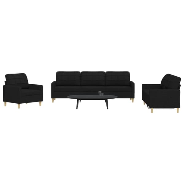 Soffgrupp 3 delar svart tyg