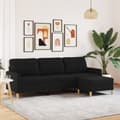 Miniatyrbild 1 av 2: 3-sitssoffa med fotpall Svart 210 cm tyg