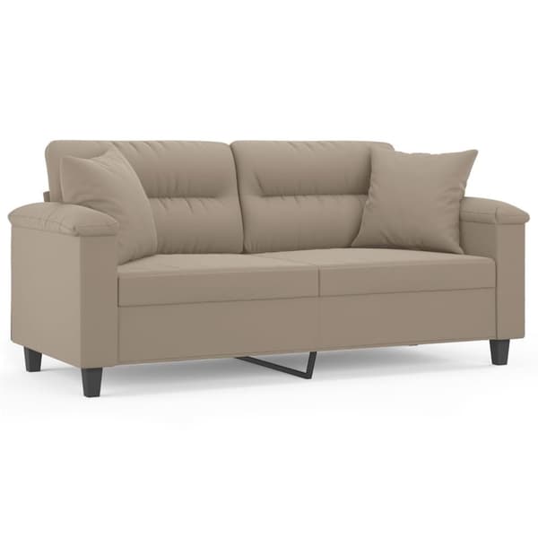 2-sitssoffa med prydnadskuddar taupe 140 cm mikrofibertyg