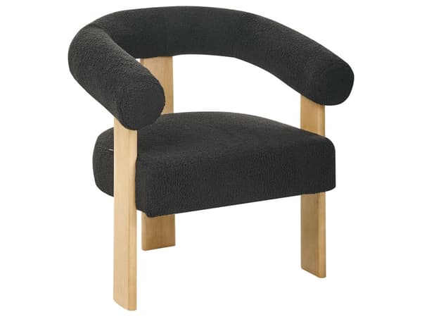 Sofasett Svart og Lysebrun 2 seters Lenestol Boucle Polstring Retro Design Treben Stue