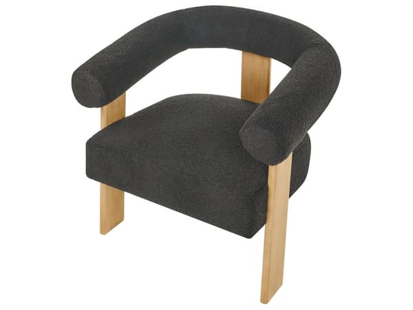 Sofasett Svart og Lysebrun 2 seters Lenestol Boucle Polstring Retro Design Treben Stue