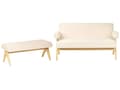 Miniatyrbilde 4 av 11: Sofasett Off-White og Lysebrun 2 Seters Sofa Benk Boucle Polstring Retro Design Treben Stue