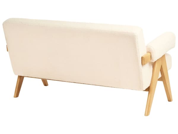 Sofasett Off-White og Lysebrun 2 Seters Sofa Benk Boucle Polstring Retro Design Treben Stue