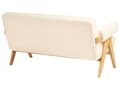 Miniatyrbilde 7 av 11: Sofasett Off-White og Lysebrun 2 Seters Sofa Benk Boucle Polstring Retro Design Treben Stue