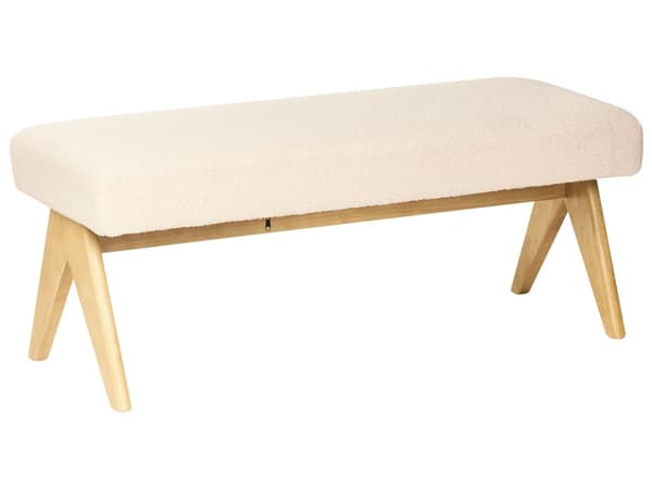 Sofasett Off-White og Lysebrun 2 Seters Sofa Benk Boucle Polstring Retro Design Treben Stue