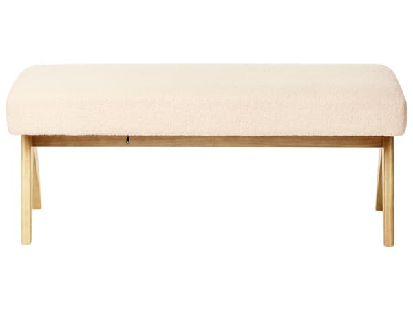 Sofasett Off-White og Lysebrun 2 Seters Sofa Benk Boucle Polstring Retro Design Treben Stue