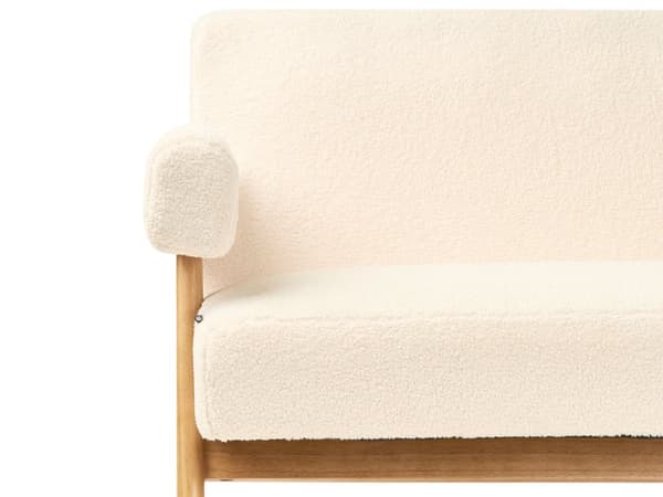 Sofasett Off-White og Lysebrun 2 Seters Sofa Benk Boucle Polstring Retro Design Treben Stue