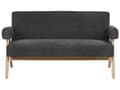 Miniatyrbilde 5 av 11: Sofasett Svart og Mørkebrun 2-seters Sofa Benk Benk Boucle Polstring Retro Design Treben Stue