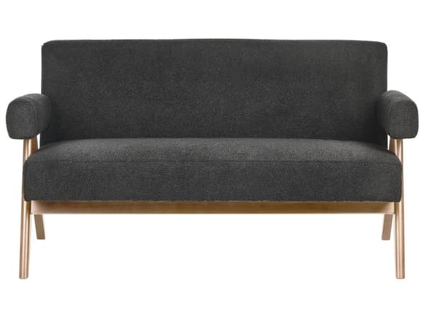 Sofasett Svart og Mørkebrun 2-seters Sofa Benk Benk Boucle Polstring Retro Design Treben Stue