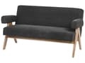 Miniatyrbilde 6 av 11: Sofasett Svart og Mørkebrun 2-seters Sofa Benk Benk Boucle Polstring Retro Design Treben Stue
