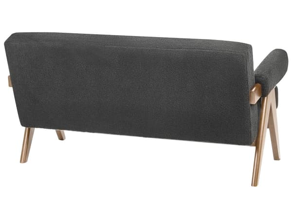 Sofasett Svart og Mørkebrun 2-seters Sofa Benk Benk Boucle Polstring Retro Design Treben Stue