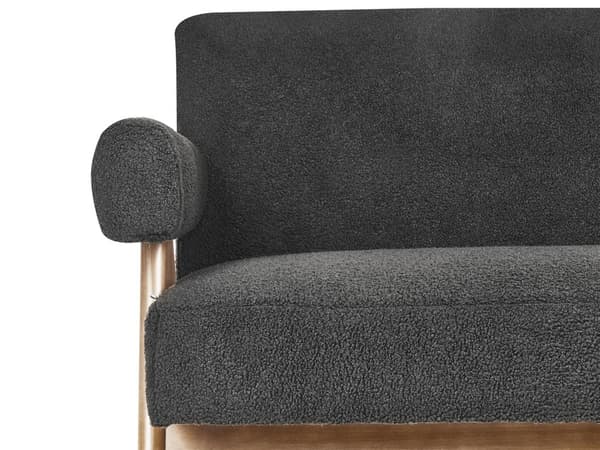 Sofasett Svart og Mørkebrun 2-seters Sofa Benk Benk Boucle Polstring Retro Design Treben Stue