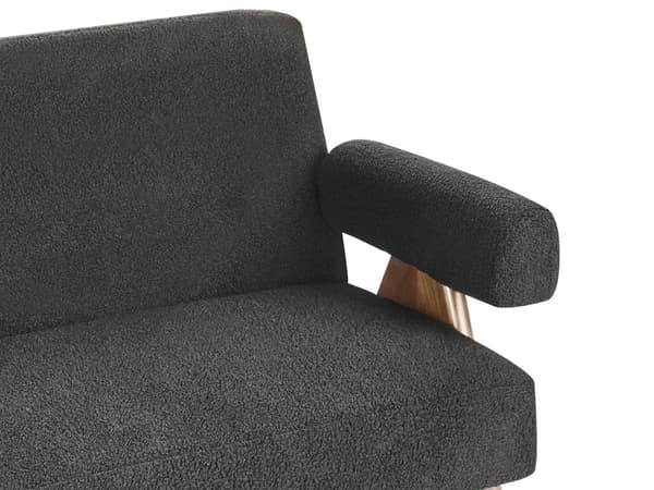 Sofasett Svart og Mørkebrun 2-seters Sofa Benk Benk Boucle Polstring Retro Design Treben Stue