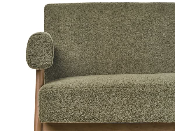 Sofasett Grønn og Mørkebrun 2 seters Sofa Benk Benk Boucle Polstring Retro Design Treben Stue
