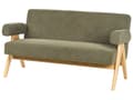 Miniatyrbilde 6 av 11: Sofasett Grønn og Lysebrun 2 seters Sofa Benk Benk Boucle Polstring Retro Design Treben Stue