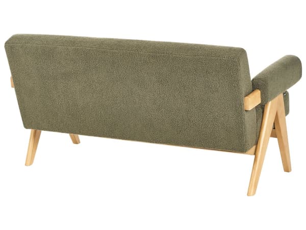 Sofasett Grønn og Lysebrun 2 seters Sofa Benk Benk Boucle Polstring Retro Design Treben Stue