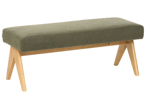 Sofasett Grønn og Lysebrun 2 seters Sofa Benk Benk Boucle Polstring Retro Design Treben Stue
