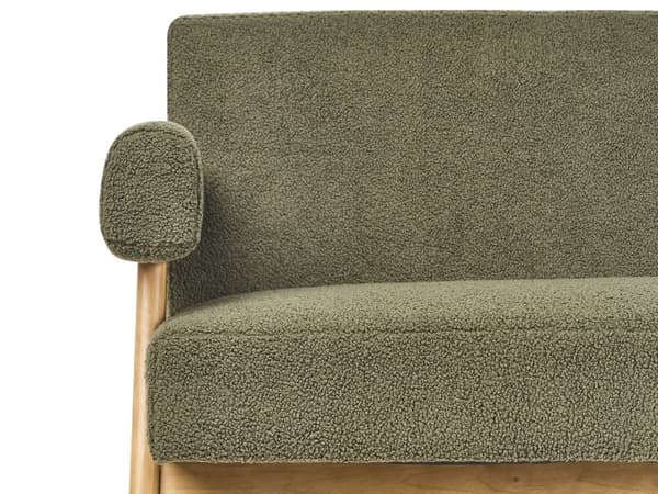 Sofasett Grønn og Lysebrun 2 seters Sofa Benk Benk Boucle Polstring Retro Design Treben Stue