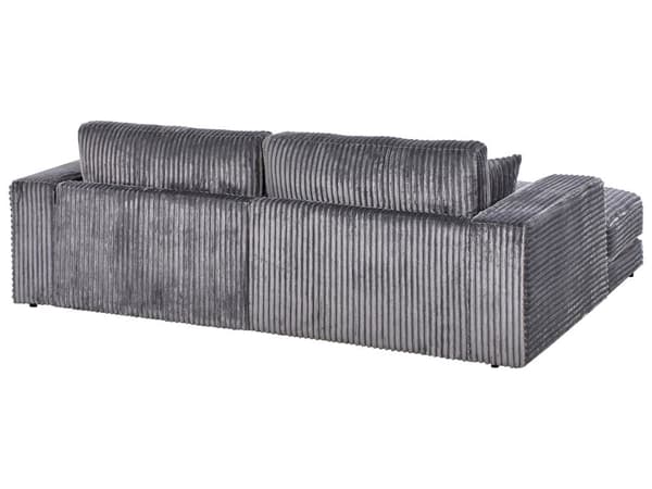 Høyre 3-seters Hjørnesofa i Grå Kordfløyel Polstret Skinnarmlener Ekstra Puter Minimalistisk Moderne Stil