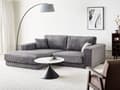 Miniatyrbilde 2 av 11: Høyre 3-seters Hjørnesofa i Grå Kordfløyel Polstret Skinnarmlener Ekstra Puter Minimalistisk Moderne Stil