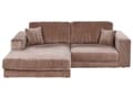 Miniatyrbilde 5 av 11: Høyre 3-seters Hjørnesofa i Lysebrun Kordfløyel Polstret Skinnarmlener Ekstra Puter Minimalistisk Moderne Stil