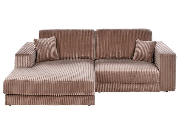 Høyre 3-seters Hjørnesofa i Lysebrun Kordfløyel Polstret Skinnarmlener Ekstra Puter Minimalistisk Moderne Stil