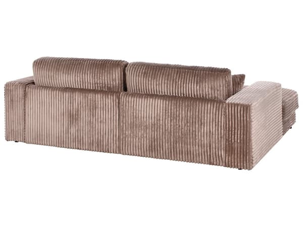 Høyre 3-seters Hjørnesofa i Lysebrun Kordfløyel Polstret Skinnarmlener Ekstra Puter Minimalistisk Moderne Stil