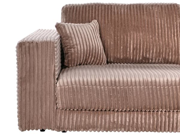 Høyre 3-seters Hjørnesofa i Lysebrun Kordfløyel Polstret Skinnarmlener Ekstra Puter Minimalistisk Moderne Stil