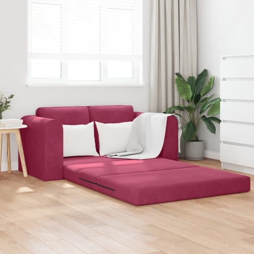 Floor Sofa Bed 2-i-1 Vinröd 148x71x83 cm Sammet