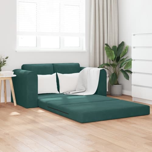 Golvsoffa Säng 2-i-1 Mörkgrön 148x71x83 cm Sammet